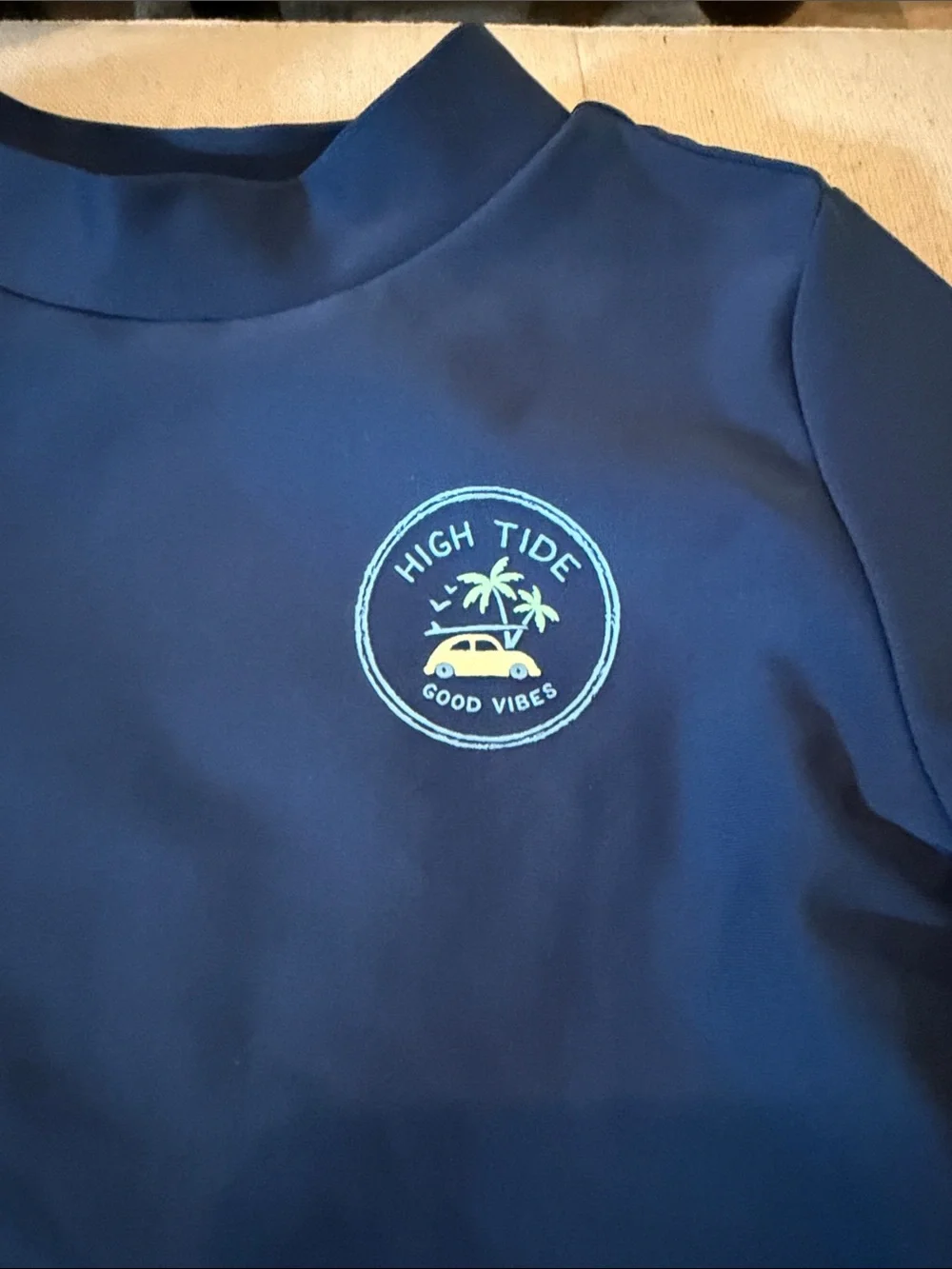 Carter's Navy Rash Guard with Light Blue Tropical Swim Shorts